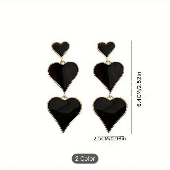 NWT triple red heart enamel earrings - Picture 3 of 4